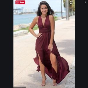 NWT Boutique Maroon Maxi Convertible Dress